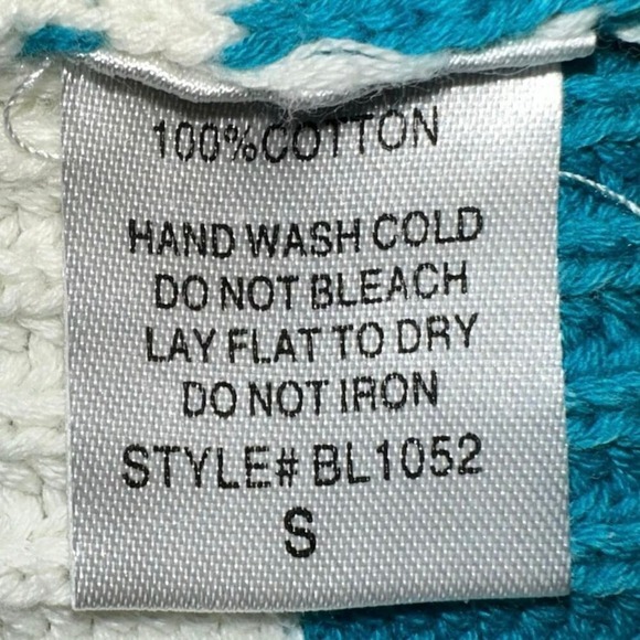 Blank Paige Knit Sweater‎ Women Size S Blue White Stripes Oversized Boxy Beachy - Picture 8 of 9